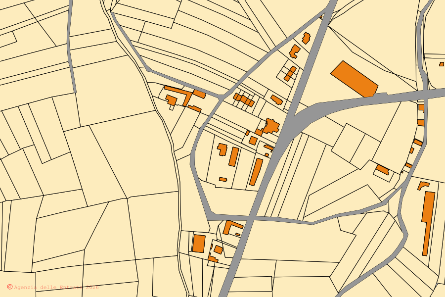 Mappa catastale del centro di Faule: particelle e fabbricati, cartografia Agenzia delle Entrate