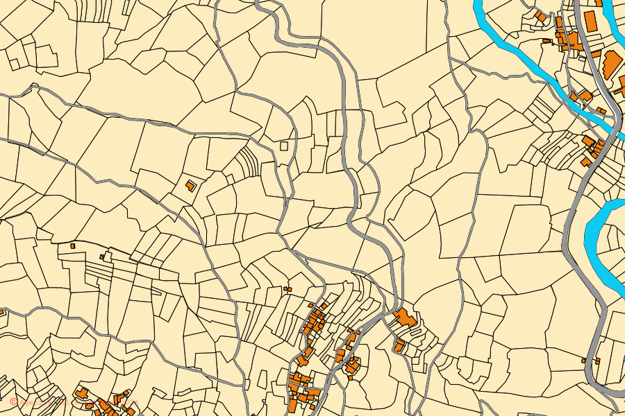 Mappa catastale del centro di Favale di Malvaro: particelle e fabbricati, cartografia Agenzia delle Entrate