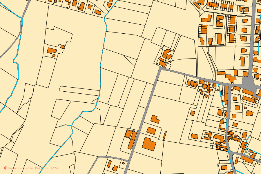 Mappa catastale del centro di Felino: particelle e fabbricati, cartografia Agenzia delle Entrate