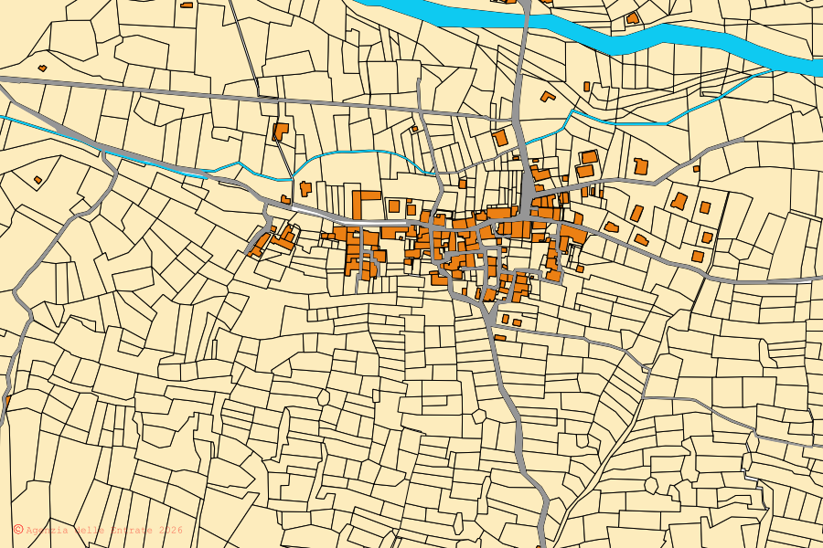 Mappa catastale del centro di Fenestrelle: particelle e fabbricati, cartografia Agenzia delle Entrate