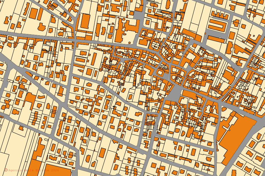 Mappa catastale del centro di Ferno: particelle e fabbricati, cartografia Agenzia delle Entrate
