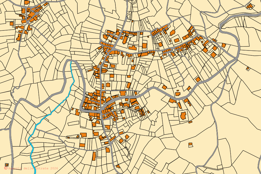 Mappa catastale del centro di Feroleto Antico: particelle e fabbricati, cartografia Agenzia delle Entrate