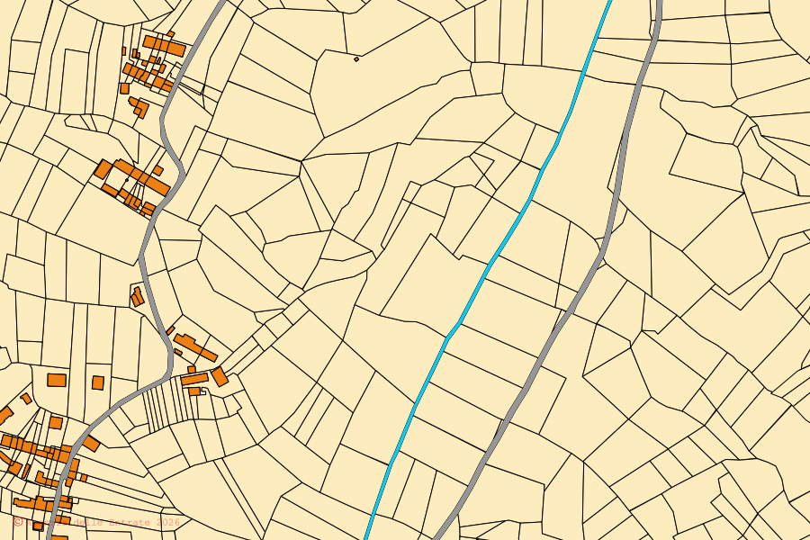 Mappa catastale del centro di Ferrere: particelle e fabbricati, cartografia Agenzia delle Entrate
