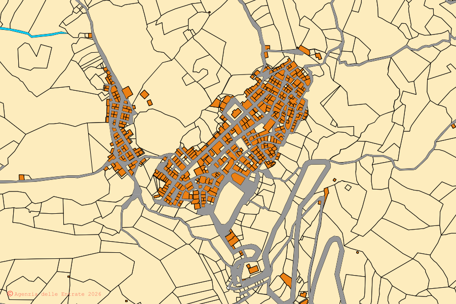 Mappa catastale del centro di Ferruzzano: particelle e fabbricati, cartografia Agenzia delle Entrate