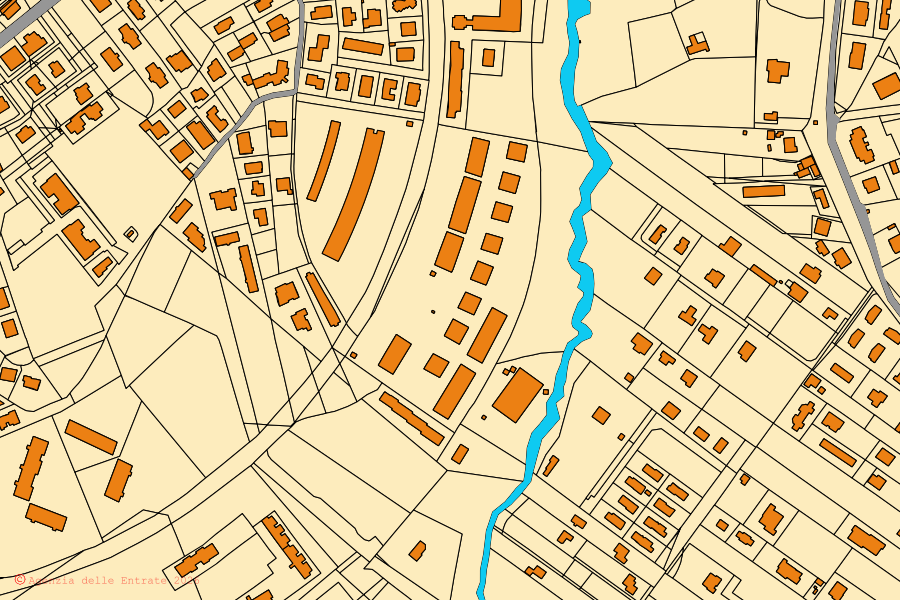 Mappa catastale del centro di Fiano Romano: particelle e fabbricati, cartografia Agenzia delle Entrate