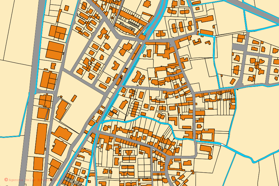 Mappa catastale del centro di Fiesco: particelle e fabbricati, cartografia Agenzia delle Entrate