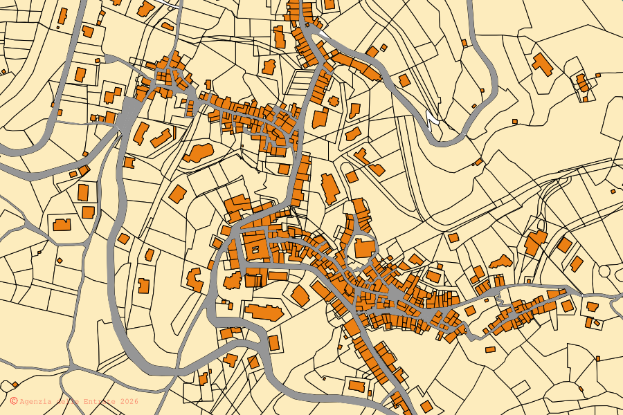 Mappa catastale del centro di Figline Vegliaturo: particelle e fabbricati, cartografia Agenzia delle Entrate