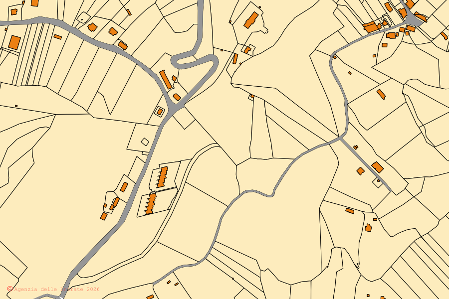 Mappa catastale del centro di Filacciano: particelle e fabbricati, cartografia Agenzia delle Entrate