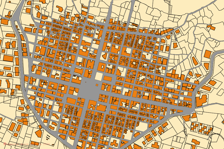 Mappa catastale del centro di Filadelfia: particelle e fabbricati, cartografia Agenzia delle Entrate