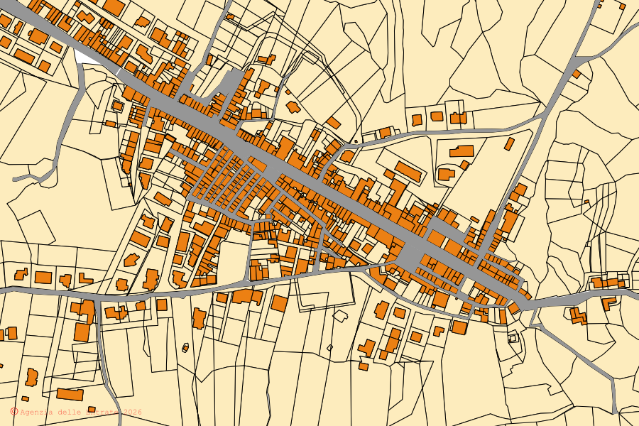 Mappa catastale del centro di Filogaso: particelle e fabbricati, cartografia Agenzia delle Entrate