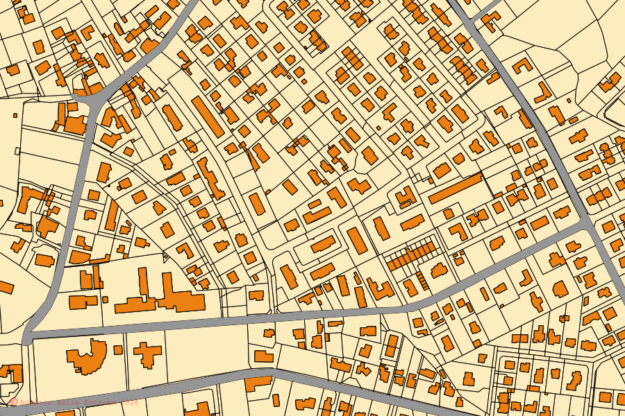 Mappa catastale del centro di Fiume Veneto: particelle e fabbricati, cartografia Agenzia delle Entrate
