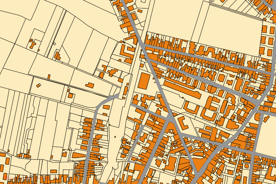 Mappa catastale del centro di Fiumefreddo di Sicilia: particelle e fabbricati, cartografia Agenzia delle Entrate