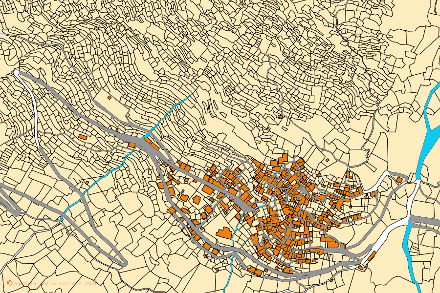 Mappa catastale del centro di Fivizzano: particelle e fabbricati, cartografia Agenzia delle Entrate