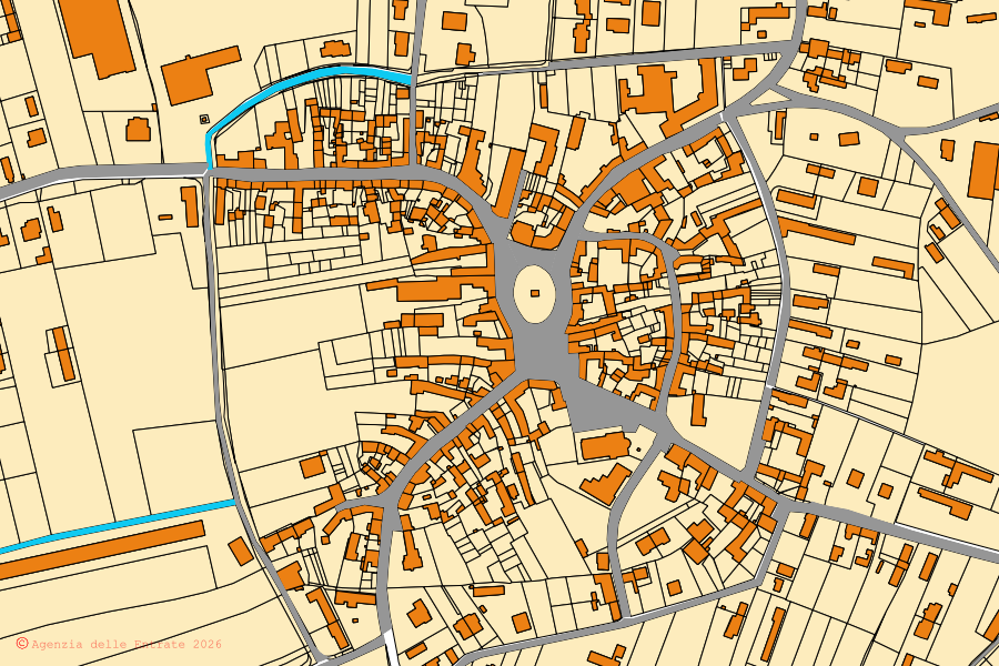 Mappa catastale del centro di Flaibano: particelle e fabbricati, cartografia Agenzia delle Entrate