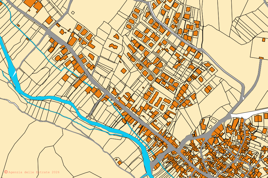 Mappa catastale del centro di Fluminimaggiore: particelle e fabbricati, cartografia Agenzia delle Entrate
