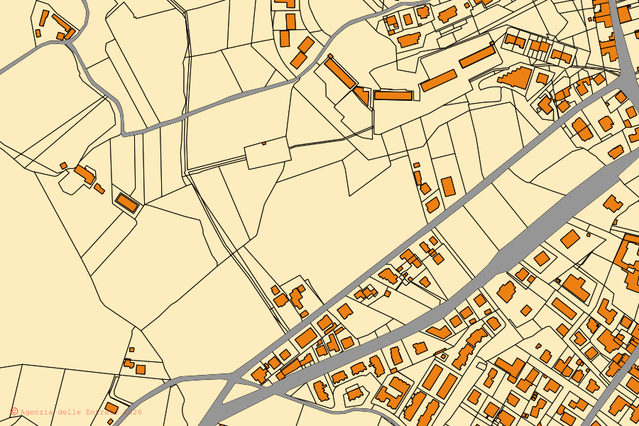 Mappa catastale del centro di Foiano della Chiana: particelle e fabbricati, cartografia Agenzia delle Entrate