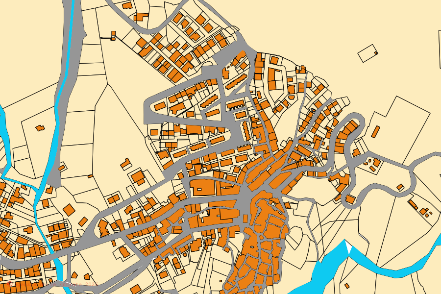 Mappa catastale del centro di Foiano di Val Fortore: particelle e fabbricati, cartografia Agenzia delle Entrate