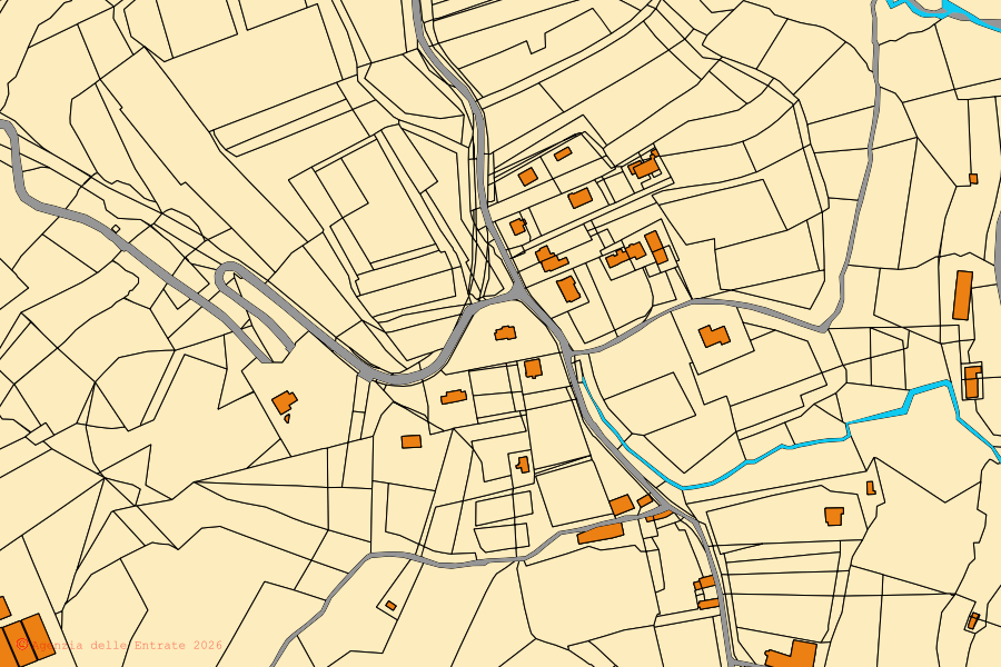 Mappa catastale del centro di Follina: particelle e fabbricati, cartografia Agenzia delle Entrate