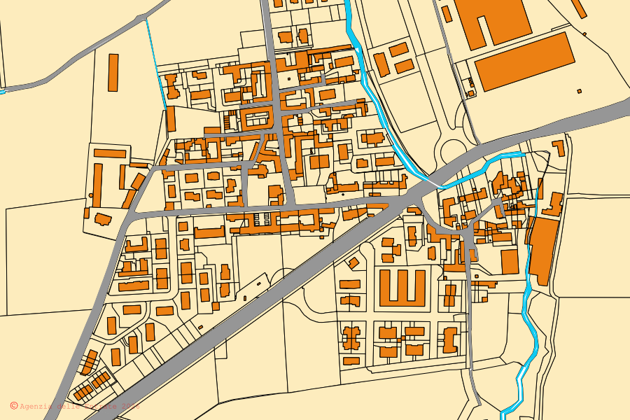 Mappa catastale del centro di Fombio: particelle e fabbricati, cartografia Agenzia delle Entrate