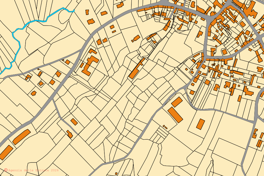 Mappa catastale del centro di Fontanafredda: particelle e fabbricati, cartografia Agenzia delle Entrate