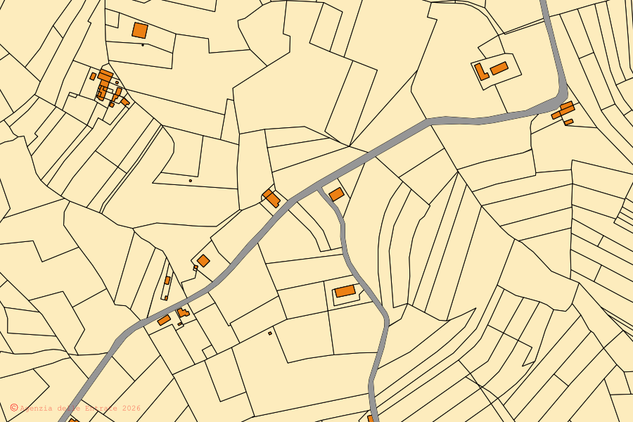 Mappa catastale del centro di Fontanile: particelle e fabbricati, cartografia Agenzia delle Entrate