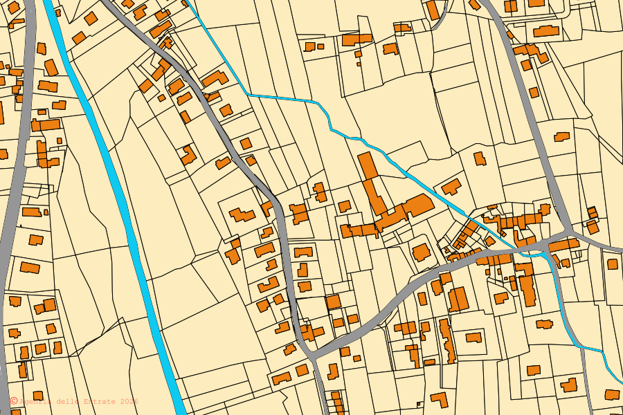 Mappa catastale del centro di Fonte: particelle e fabbricati, cartografia Agenzia delle Entrate