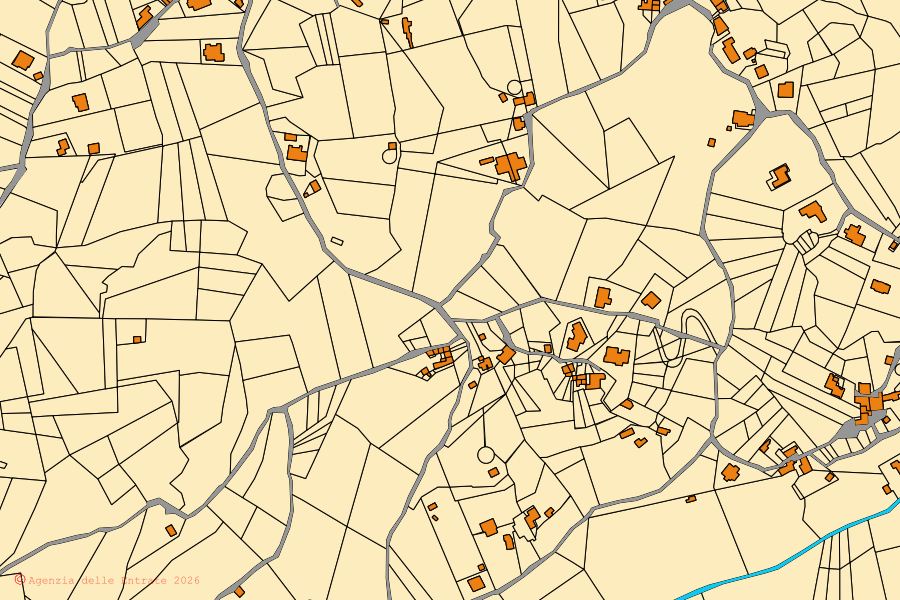 Mappa catastale del centro di Fontechiari: particelle e fabbricati, cartografia Agenzia delle Entrate