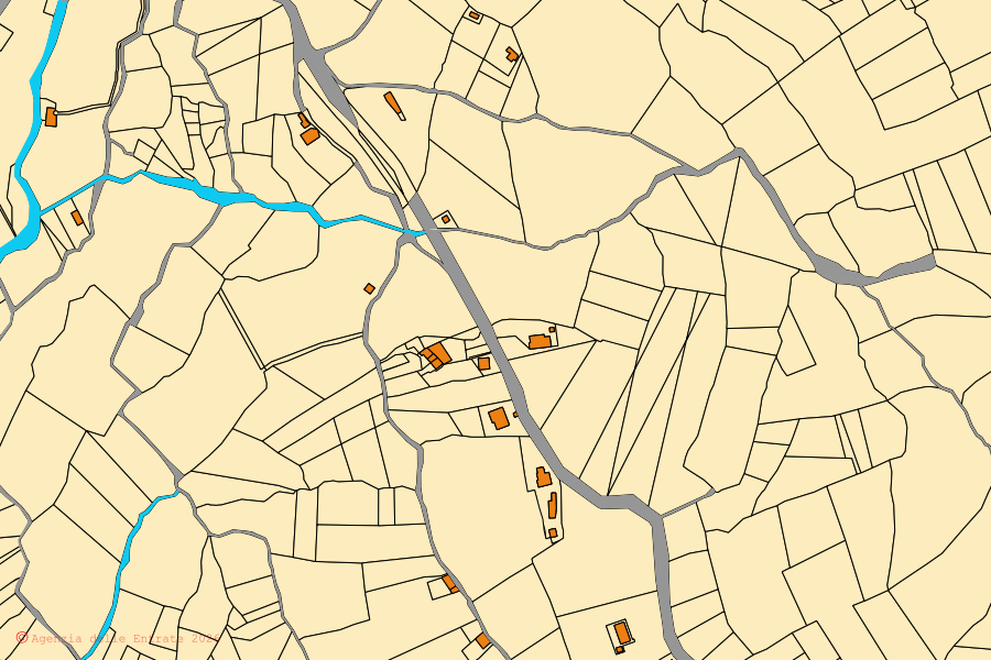 Mappa catastale del centro di Fontegreca: particelle e fabbricati, cartografia Agenzia delle Entrate