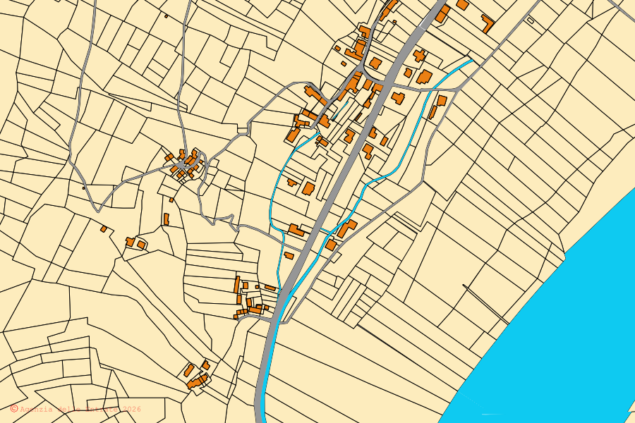 Mappa catastale del centro di Fonzaso: particelle e fabbricati, cartografia Agenzia delle Entrate