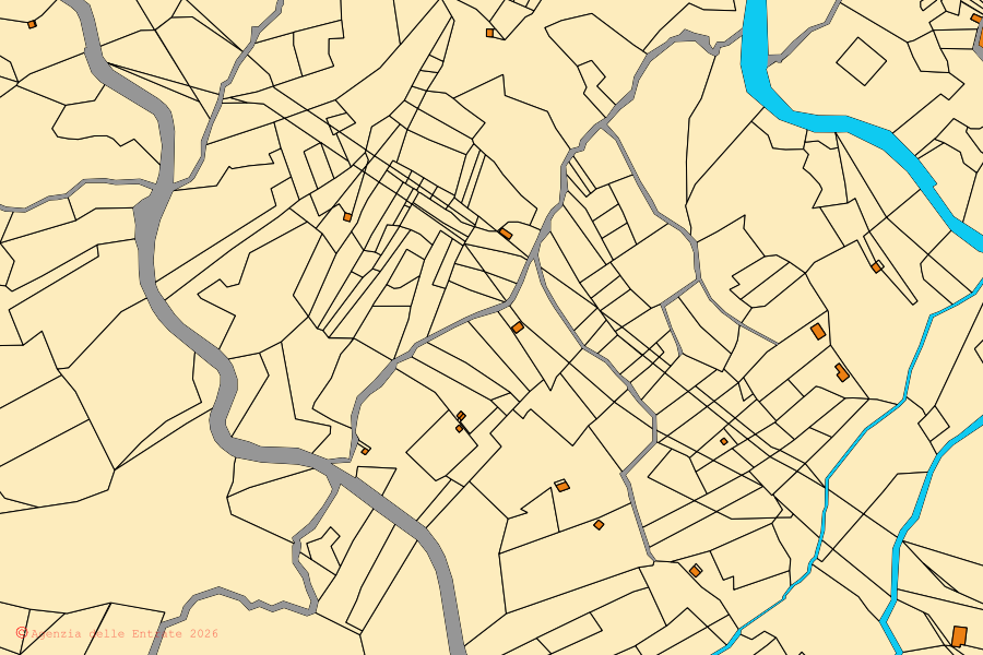 Mappa catastale del centro di Forlì del Sannio: particelle e fabbricati, cartografia Agenzia delle Entrate