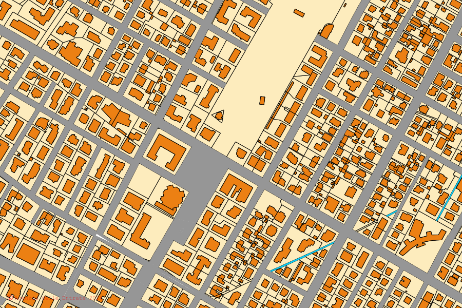 Mappa catastale del centro di Forlì: particelle e fabbricati, cartografia Agenzia delle Entrate