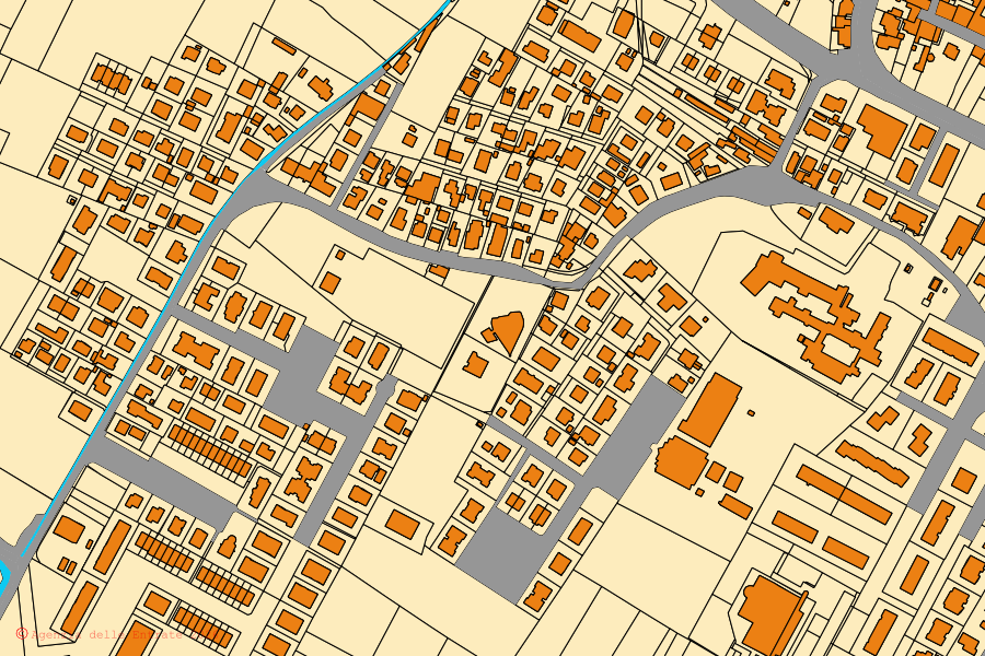 Mappa catastale del centro di Forlimpopoli: particelle e fabbricati, cartografia Agenzia delle Entrate
