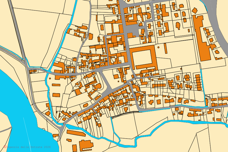 Mappa catastale del centro di Formigara: particelle e fabbricati, cartografia Agenzia delle Entrate