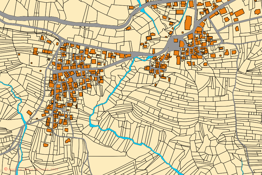 Mappa catastale del centro di Forni di Sotto: particelle e fabbricati, cartografia Agenzia delle Entrate