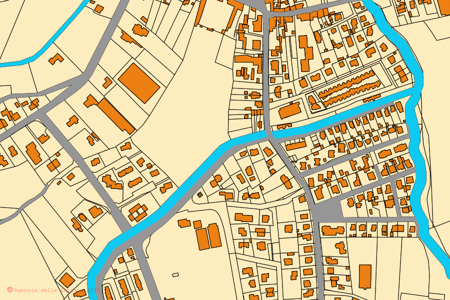 Mappa catastale del centro di Fossalta di Portogruaro: particelle e fabbricati, cartografia Agenzia delle Entrate