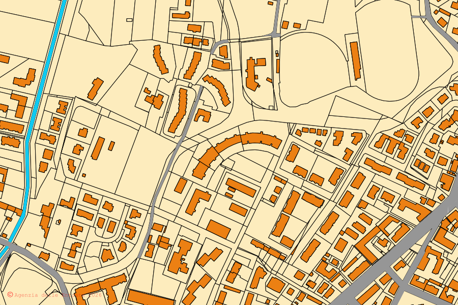Mappa catastale del centro di Fossano: particelle e fabbricati, cartografia Agenzia delle Entrate