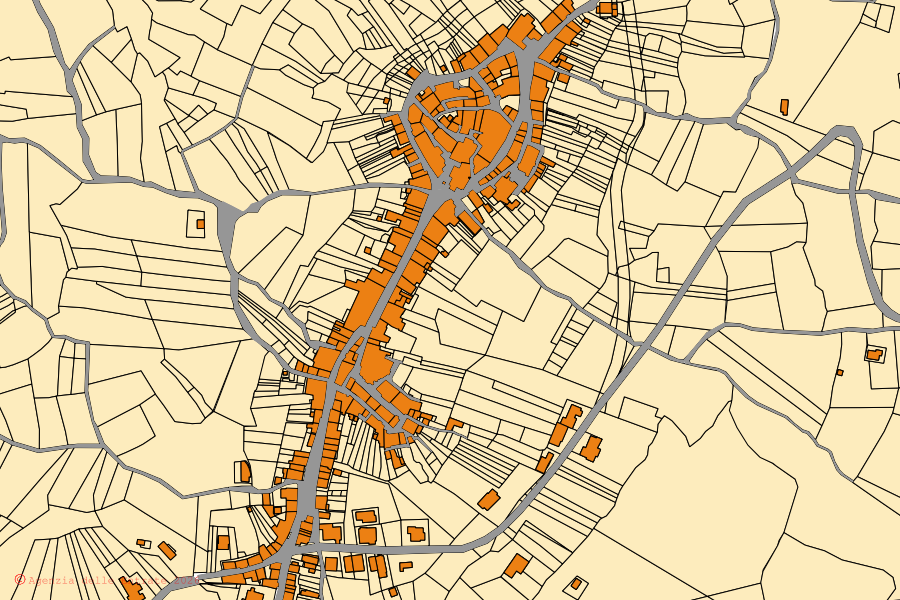 Mappa catastale del centro di Fragneto l'Abate: particelle e fabbricati, cartografia Agenzia delle Entrate
