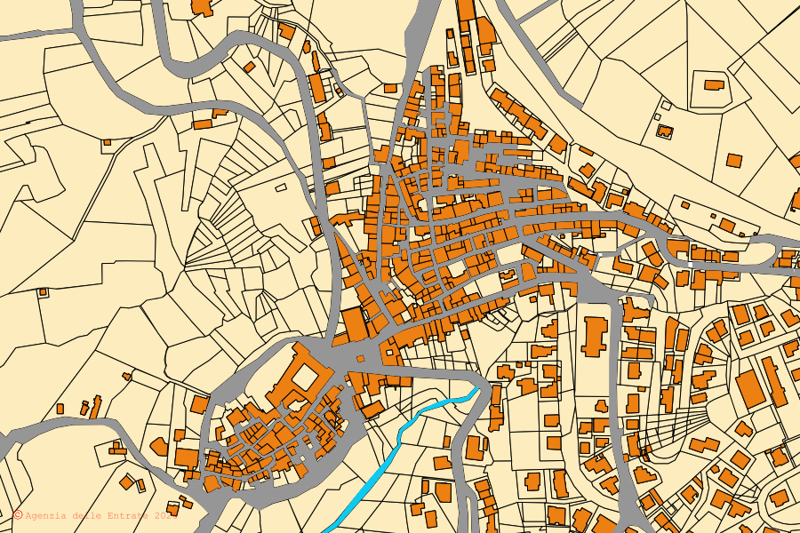 Mappa catastale del centro di Fragneto Monforte: particelle e fabbricati, cartografia Agenzia delle Entrate