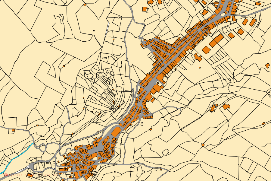 Mappa catastale del centro di Francavilla Angitola: particelle e fabbricati, cartografia Agenzia delle Entrate