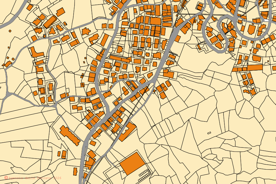 Mappa catastale del centro di Francavilla in Sinni: particelle e fabbricati, cartografia Agenzia delle Entrate