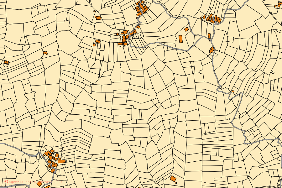 Mappa catastale del centro di Frassino: particelle e fabbricati, cartografia Agenzia delle Entrate