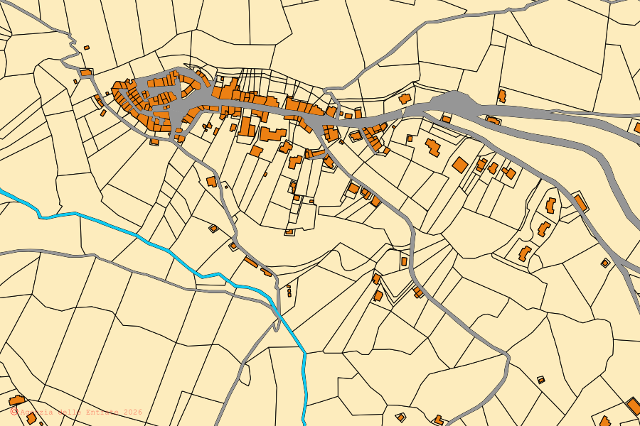 Mappa catastale del centro di Frasso Sabino: particelle e fabbricati, cartografia Agenzia delle Entrate