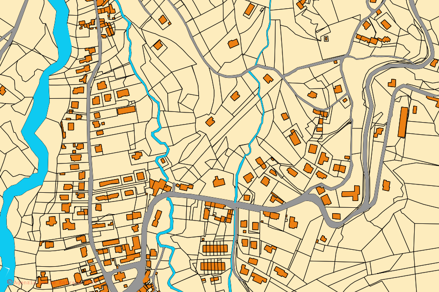 Mappa catastale del centro di Fregona: particelle e fabbricati, cartografia Agenzia delle Entrate