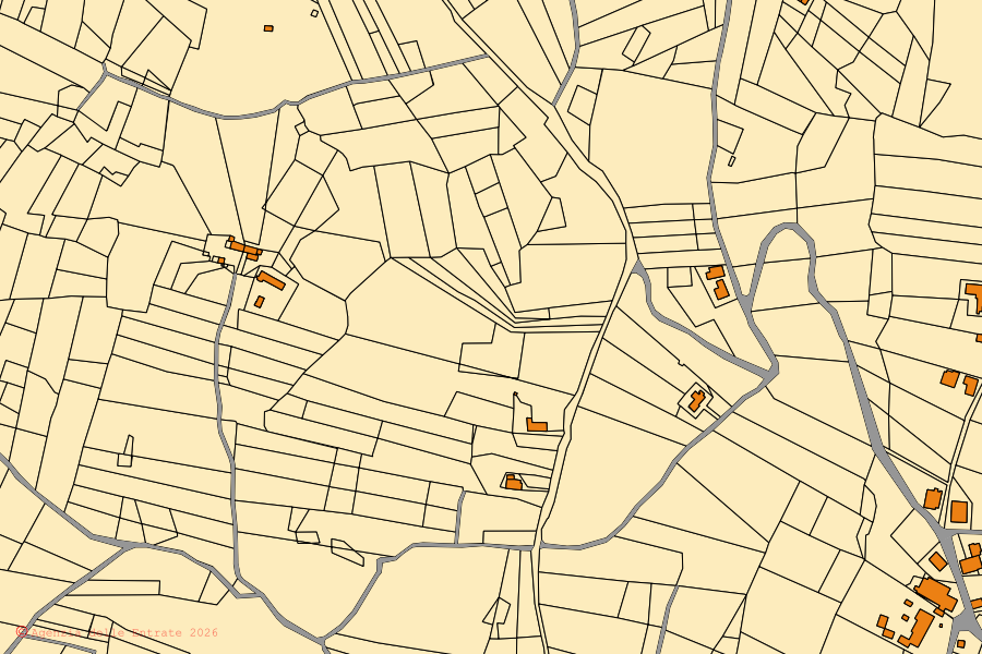 Mappa catastale del centro di Frisa: particelle e fabbricati, cartografia Agenzia delle Entrate