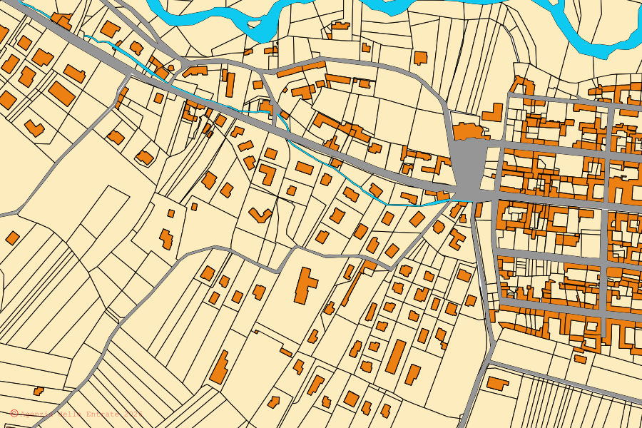 Mappa catastale del centro di Frossasco: particelle e fabbricati, cartografia Agenzia delle Entrate