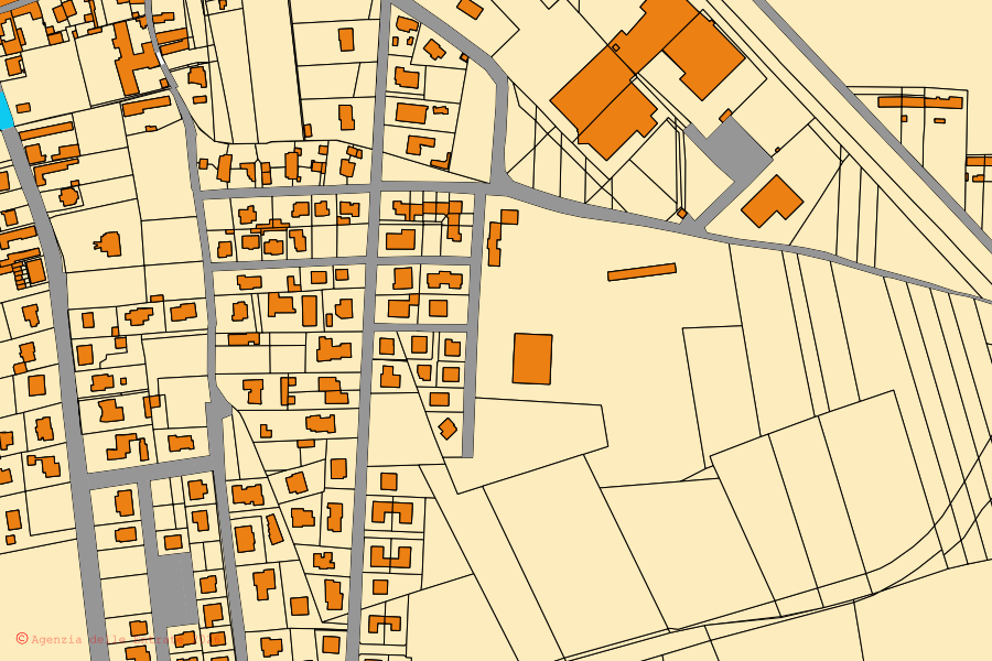 Mappa catastale del centro di Frugarolo: particelle e fabbricati, cartografia Agenzia delle Entrate