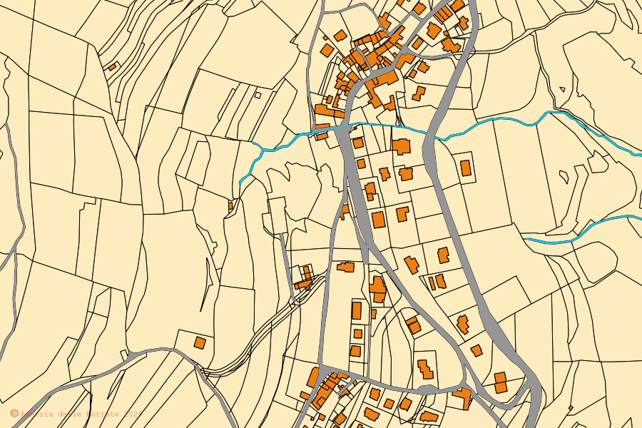 Mappa catastale del centro di Fumane: particelle e fabbricati, cartografia Agenzia delle Entrate