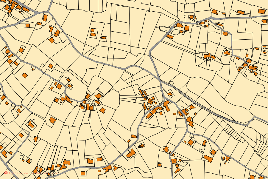 Mappa catastale del centro di Fumone: particelle e fabbricati, cartografia Agenzia delle Entrate