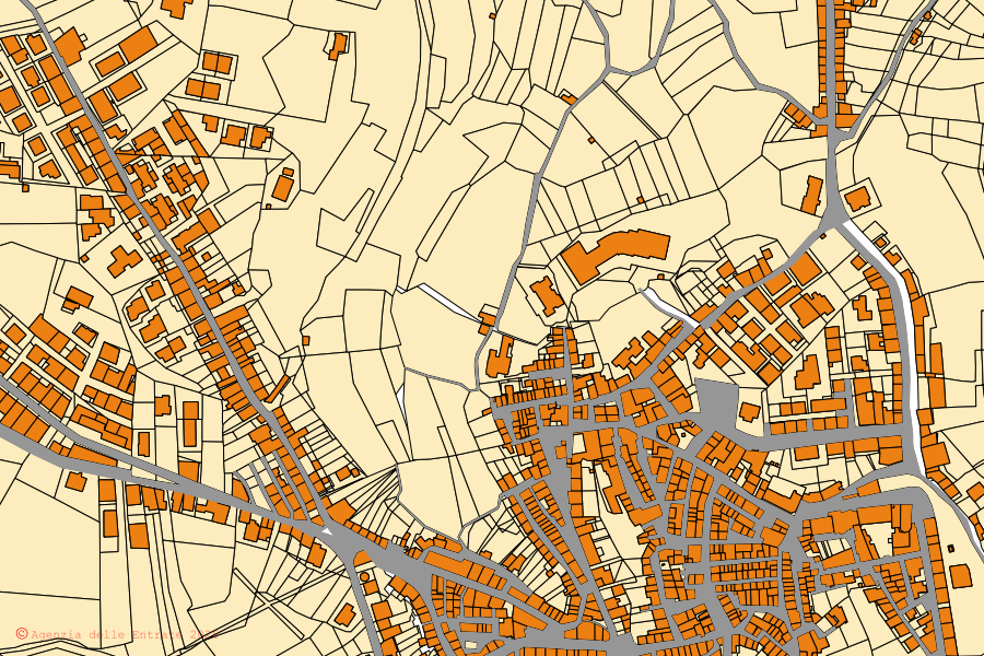 Mappa catastale del centro di Furnari: particelle e fabbricati, cartografia Agenzia delle Entrate