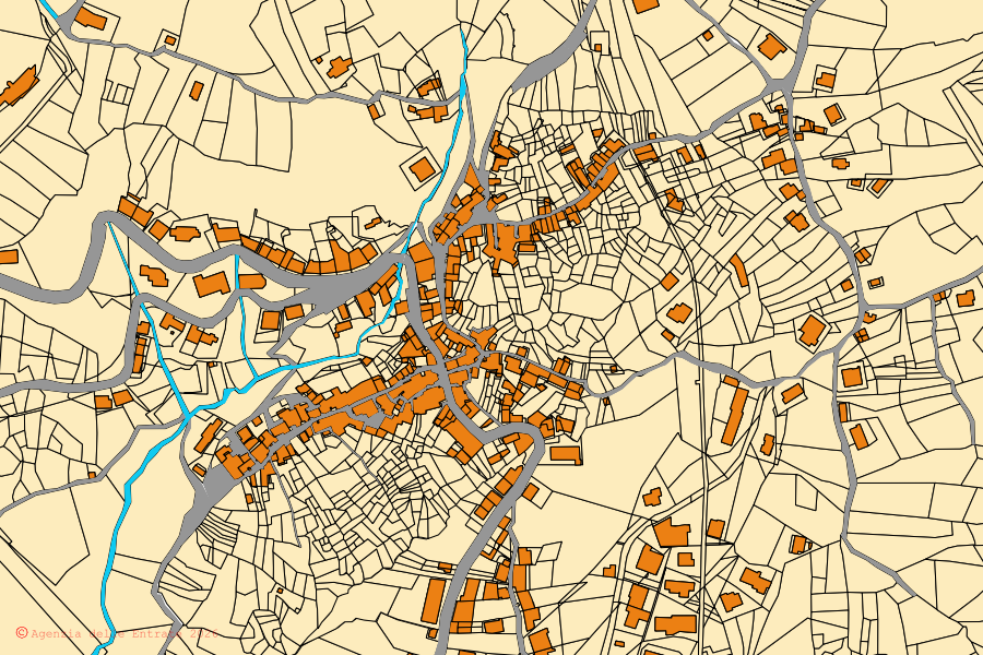 Mappa catastale del centro di Futani: particelle e fabbricati, cartografia Agenzia delle Entrate